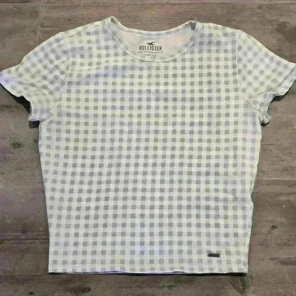 Hollister Tops - Hollister Checkered Baby Blue Baby Tee